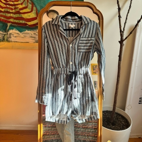 NWOT Roller Rabbit Striped Long Sleeve Button Up Playsuit One Piece Pajama XXS - Picture 1 of 3